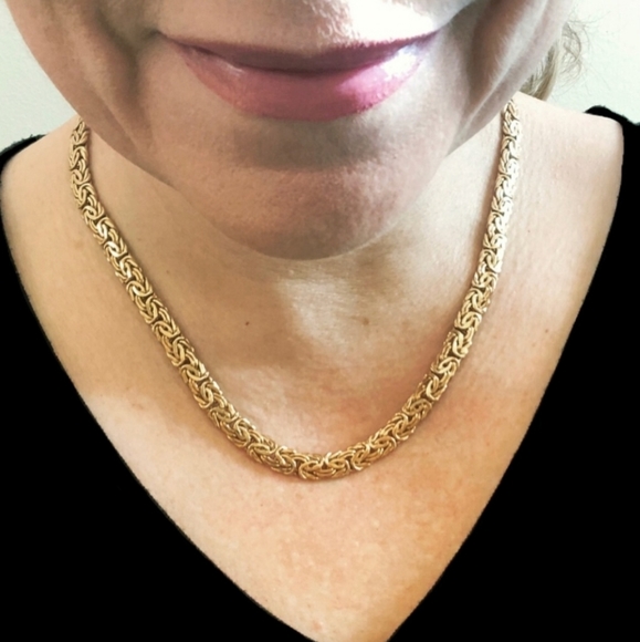 14K Yellow Gold Byzantine 20 Grams Chain Necklace - Picture 3 of 8